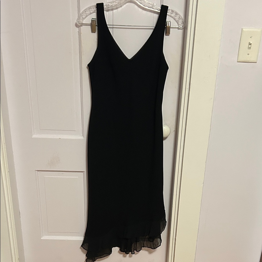 Jones New York Black Asymmetrical Skirt Midi Dress